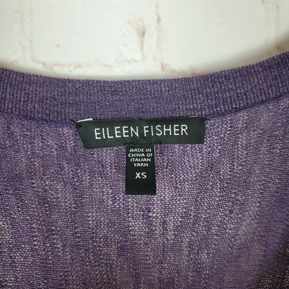 Eileen Fisher Top Sweater XS Oversized Wool Modal Camel Knit V-neck Hi Lo Hem